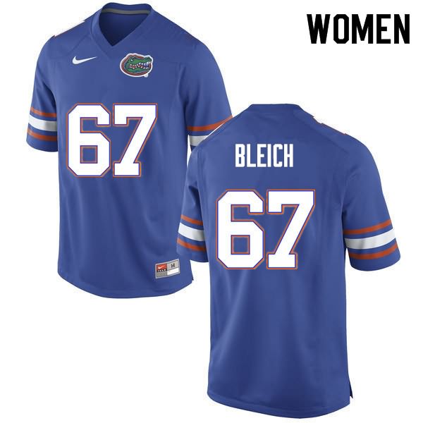 Women's NCAA Florida Gators Christopher Bleich #67 Stitched Authentic Nike Blue College Football Jersey NBI2365VT